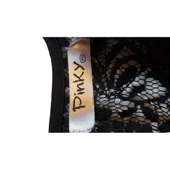 Pinky Ivory Black‎ Lace Crew Neck Sleeveless Mini Fit & Flare Dress Women Size M - Picture 10 of 14